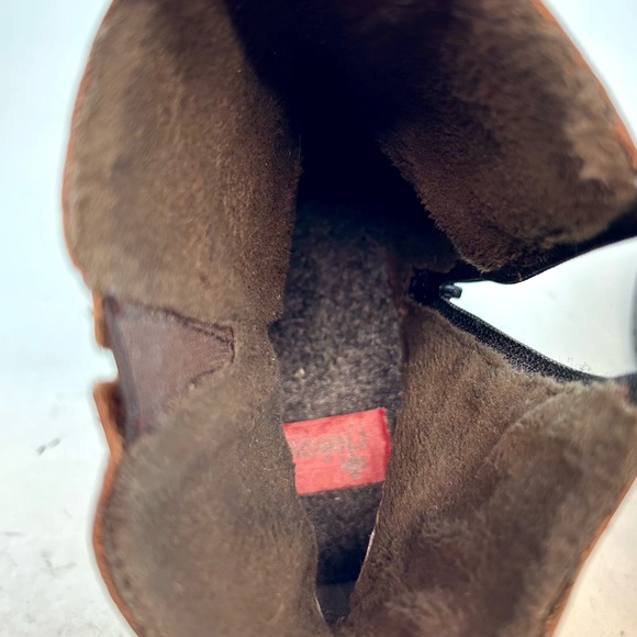 Rieker Antistress Brown Leather Ruched Louise Zipper Ankle Boots Booties 38 7 - Picture 6 of 12